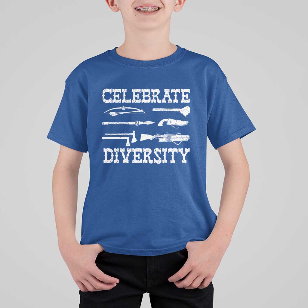 Native American Weapon Celebrate Diversity T Shirt For Kid Indigenous Pride - Wonder Print Shop