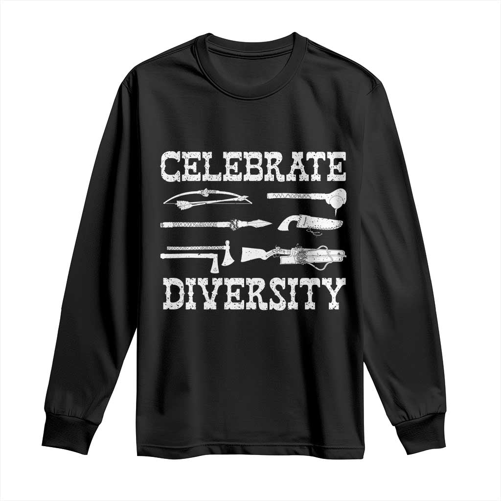 Native American Weapon Celebrate Diversity Long Sleeve Shirt Indigenous Pride - Wonder Print Shop