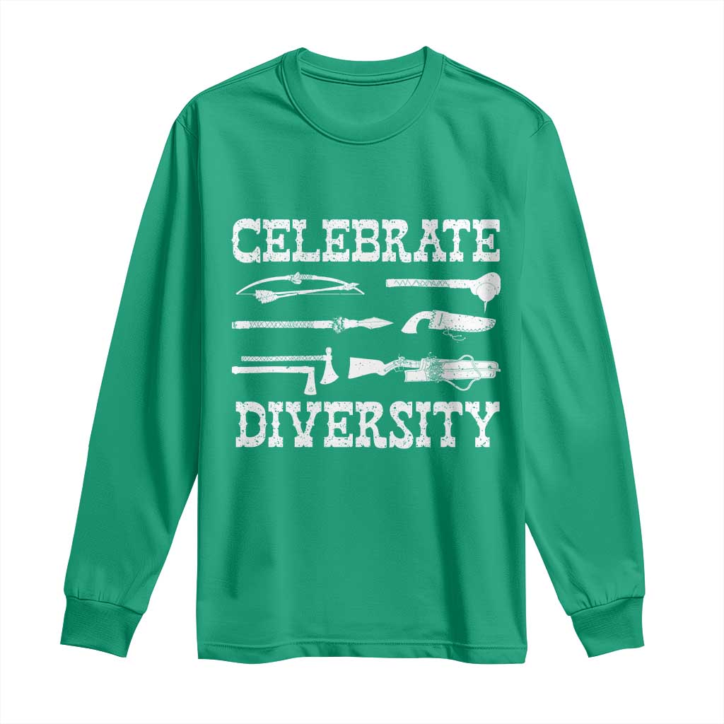 Native American Weapon Celebrate Diversity Long Sleeve Shirt Indigenous Pride - Wonder Print Shop