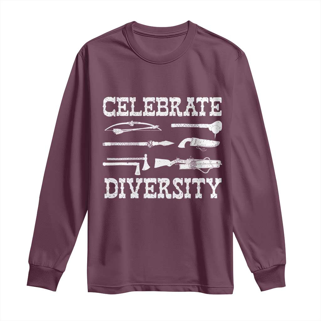 Native American Weapon Celebrate Diversity Long Sleeve Shirt Indigenous Pride - Wonder Print Shop