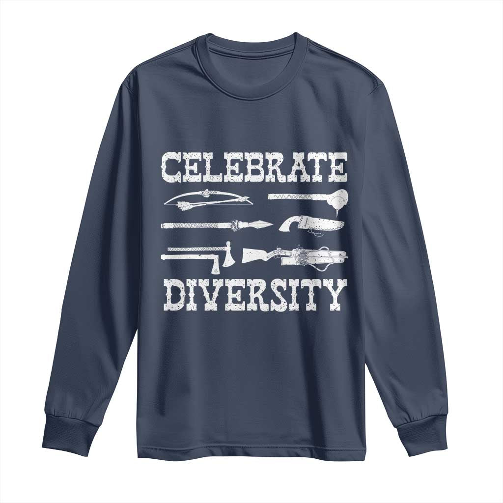 Native American Weapon Celebrate Diversity Long Sleeve Shirt Indigenous Pride - Wonder Print Shop