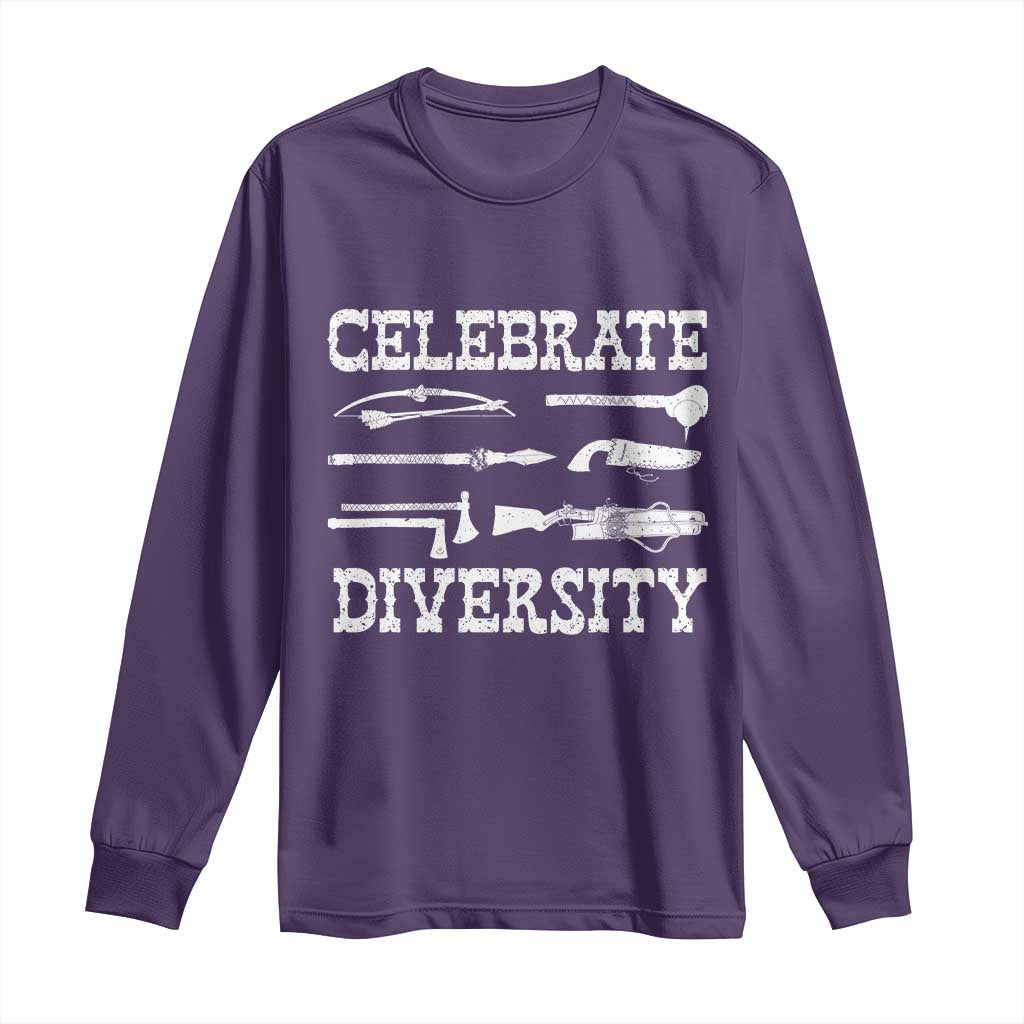 Native American Weapon Celebrate Diversity Long Sleeve Shirt Indigenous Pride - Wonder Print Shop