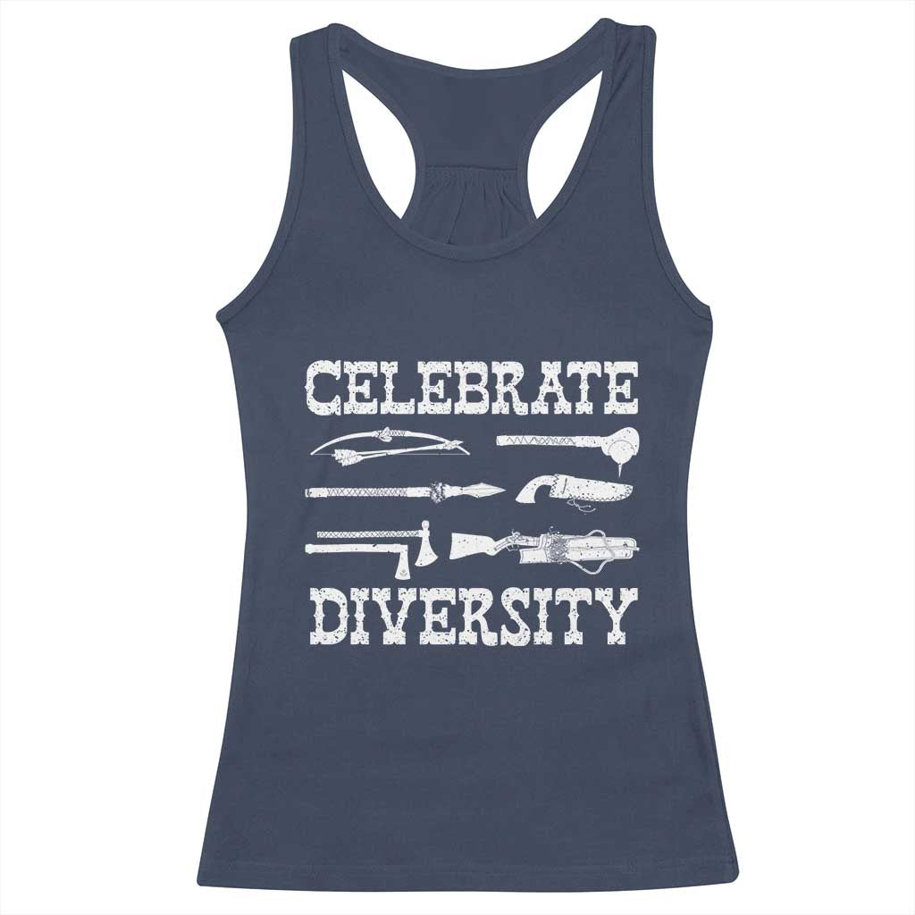 Native American Weapon Celebrate Diversity Racerback Tank Top Indigenous Pride - Wonder Print Shop