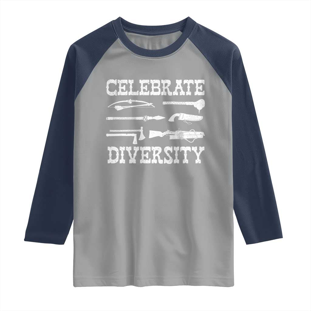 Native American Weapon Celebrate Diversity Raglan Shirt Indigenous Pride - Wonder Print Shop