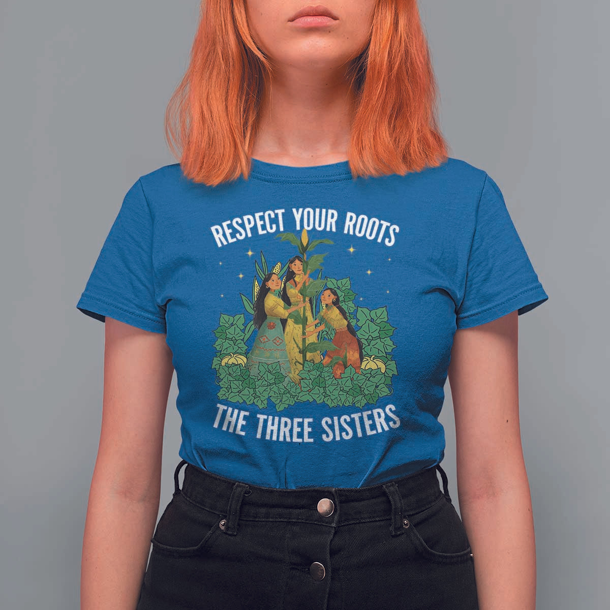 Three Sisters Respect Your Roots T Shirt For Women Native American Heritage History Month - Wonder Print Shop