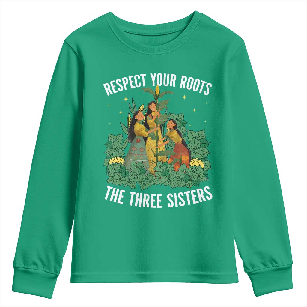 Three Sisters Respect Your Roots Youth Sweatshirt Native American Heritage History Month - Wonder Print Shop