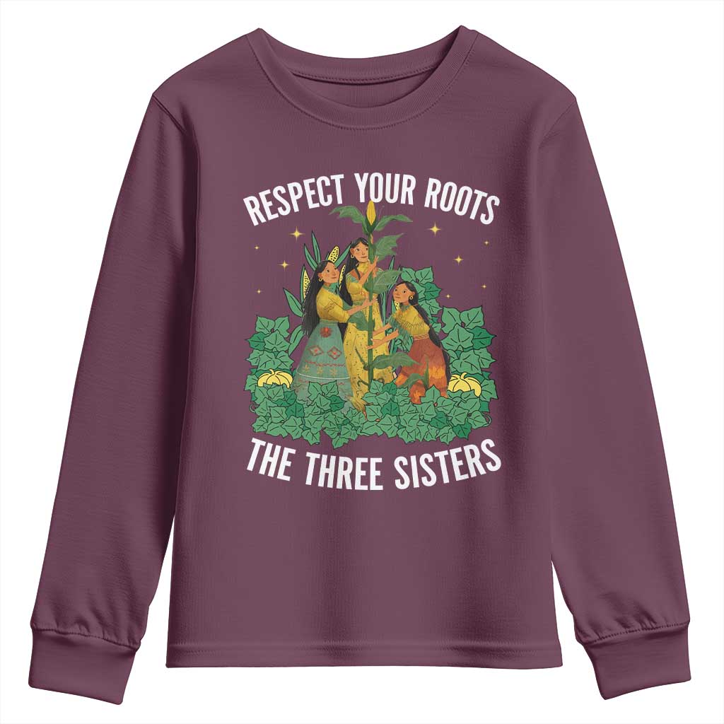Three Sisters Respect Your Roots Youth Sweatshirt Native American Heritage History Month - Wonder Print Shop