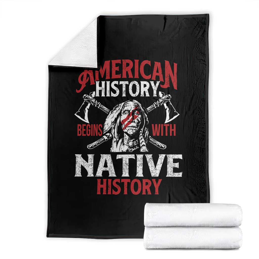 American History Begins With Native History Throw Blanket Native American Indigenous Indian Warrior - Wonder Print Shop