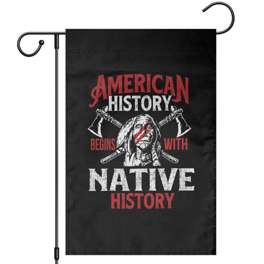 American History Begins With Native History Garden Flag Native American Indigenous Indian Warrior - Wonder Print Shop