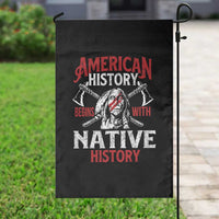 American History Begins With Native History Garden Flag Native American Indigenous Indian Warrior - Wonder Print Shop