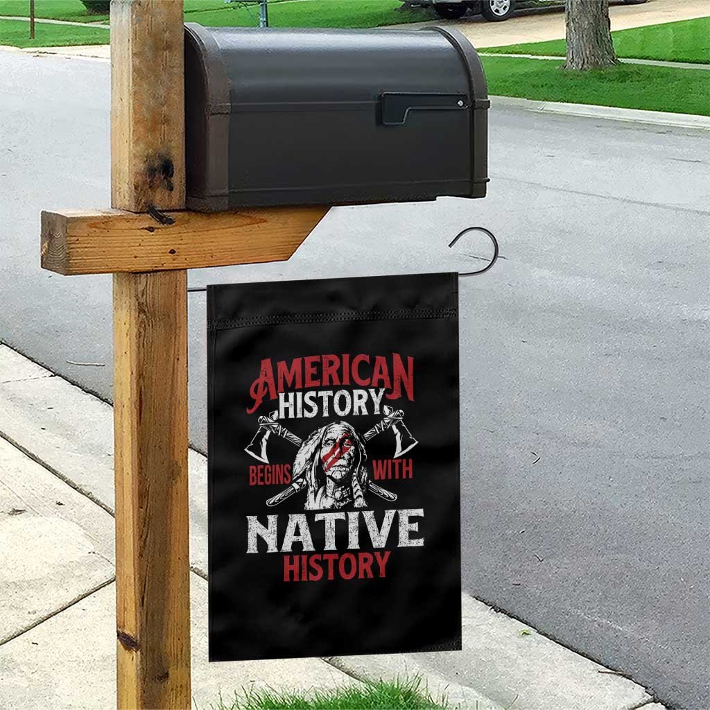 American History Begins With Native History Garden Flag Native American Indigenous Indian Warrior - Wonder Print Shop