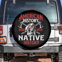American History Begins With Native History Spare Tire Cover Native American Indigenous Indian Warrior - Wonder Print Shop