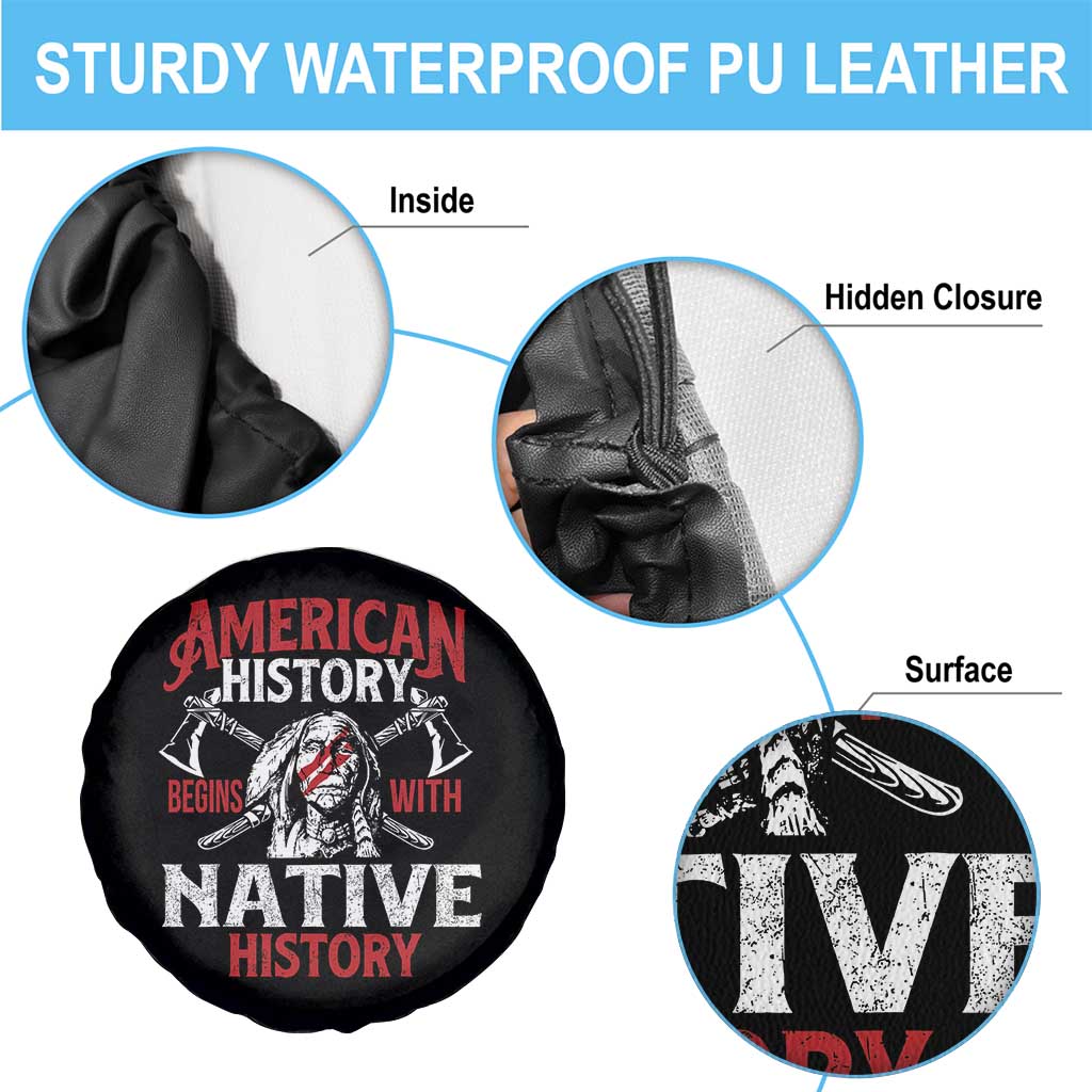 American History Begins With Native History Spare Tire Cover Native American Indigenous Indian Warrior - Wonder Print Shop