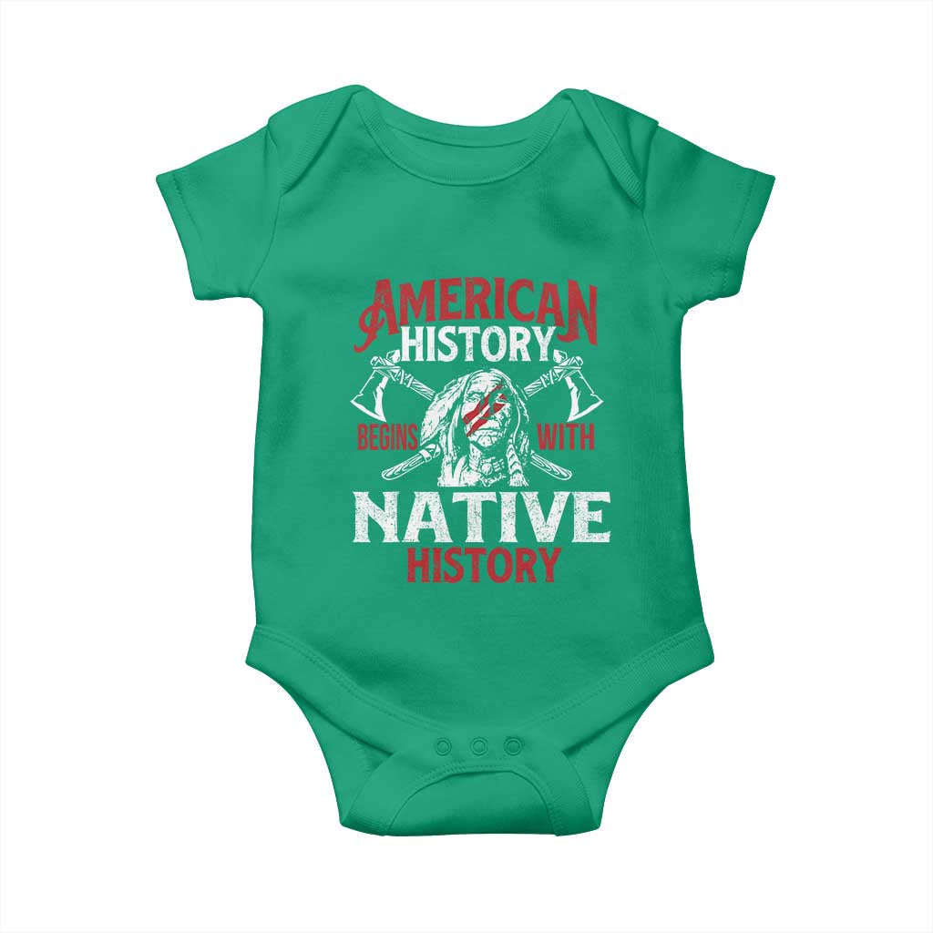American History Begins With Native History Baby Onesie Native American Indigenous Indian Warrior - Wonder Print Shop