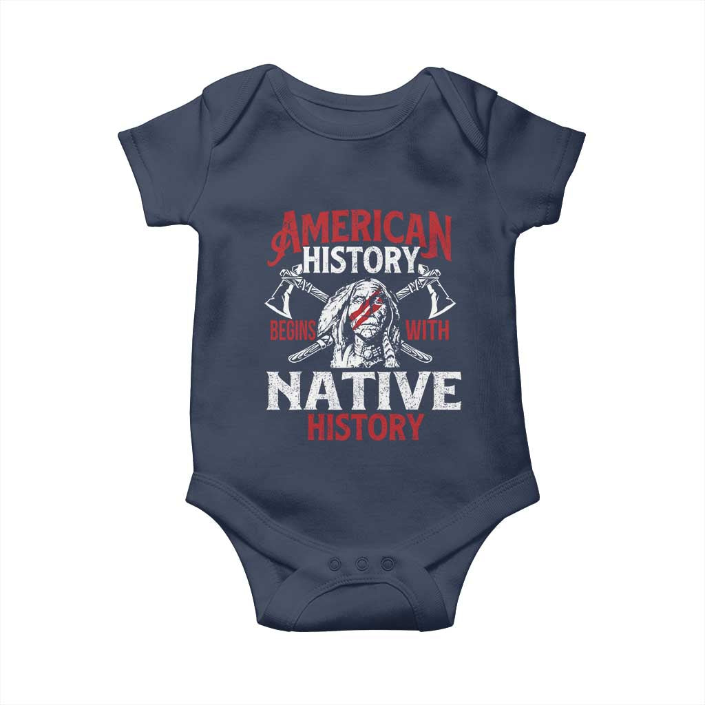 American History Begins With Native History Baby Onesie Native American Indigenous Indian Warrior - Wonder Print Shop
