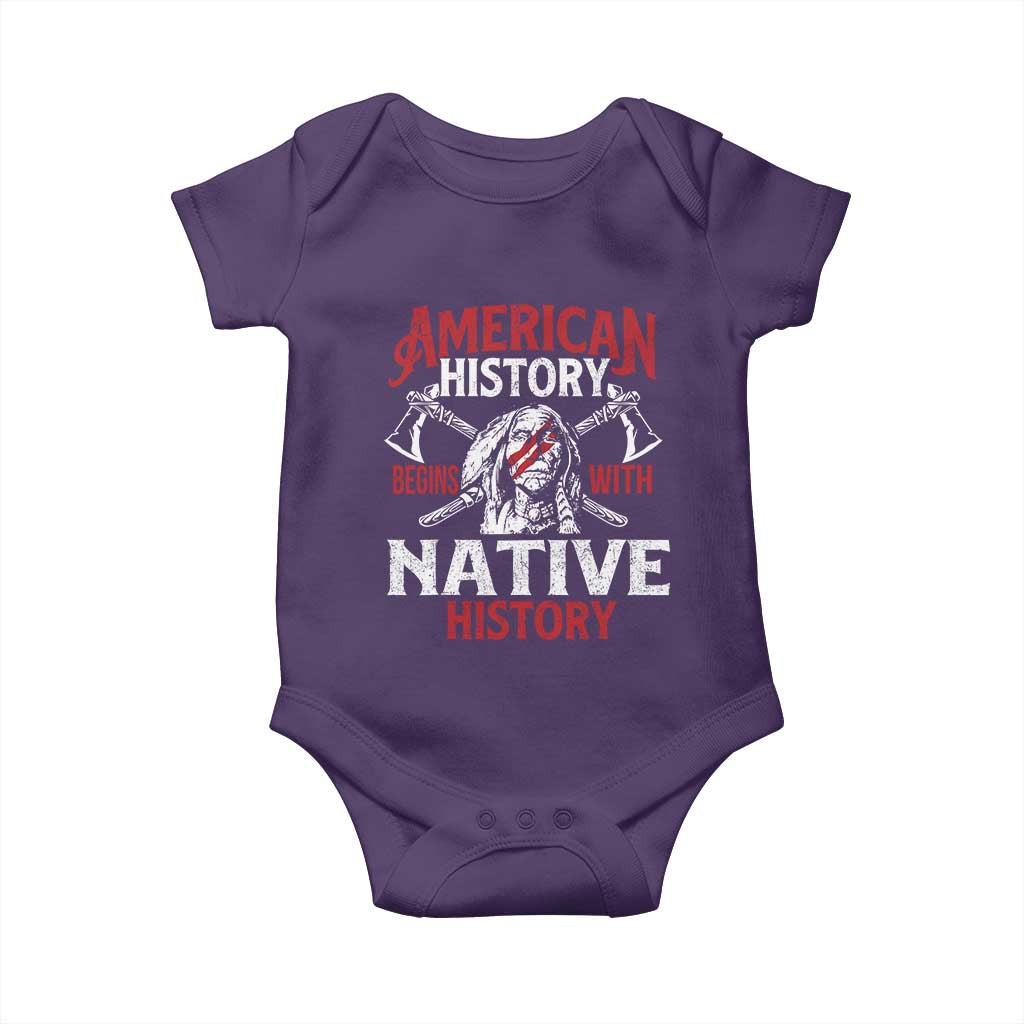 American History Begins With Native History Baby Onesie Native American Indigenous Indian Warrior - Wonder Print Shop