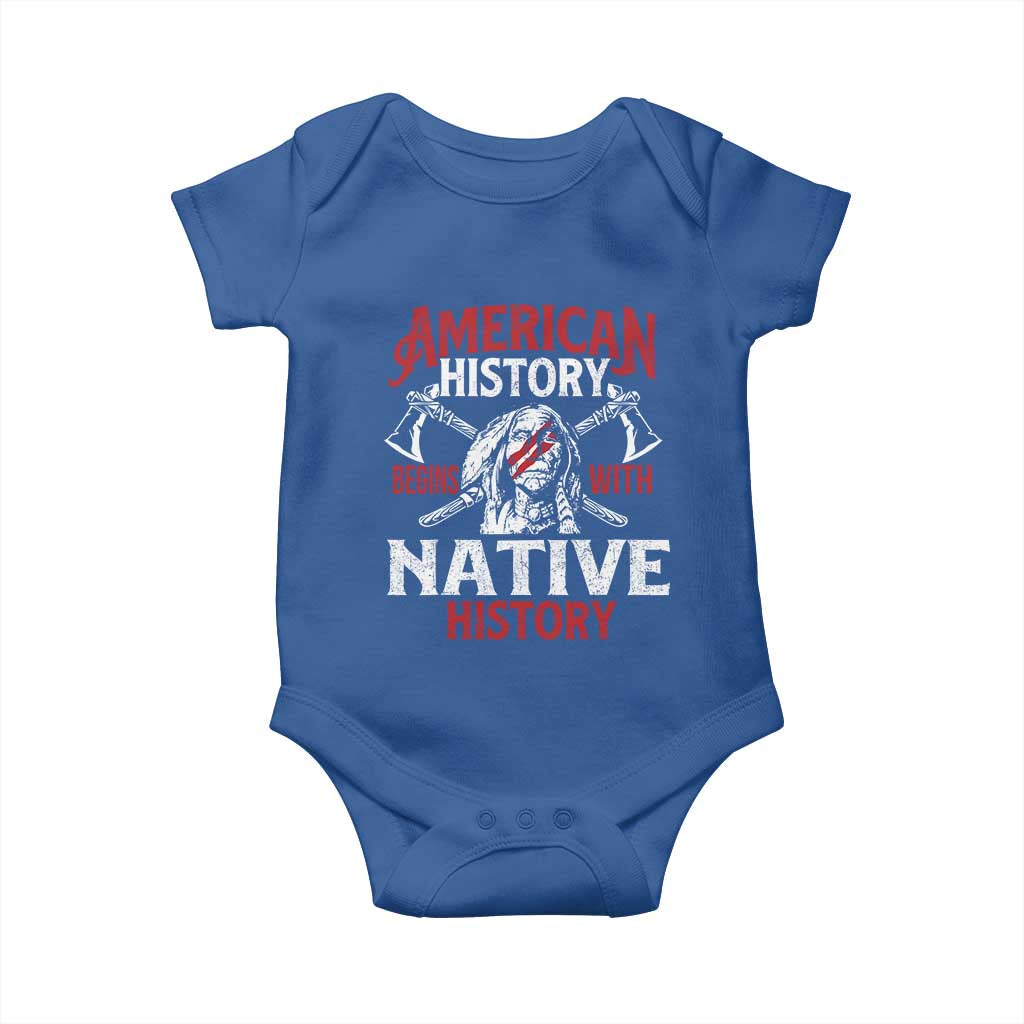 American History Begins With Native History Baby Onesie Native American Indigenous Indian Warrior - Wonder Print Shop