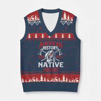 American History Begins With Native History V-Neck Knit Sweater Vest Native American Indigenous Indian Warrior - Wonder Print Shop