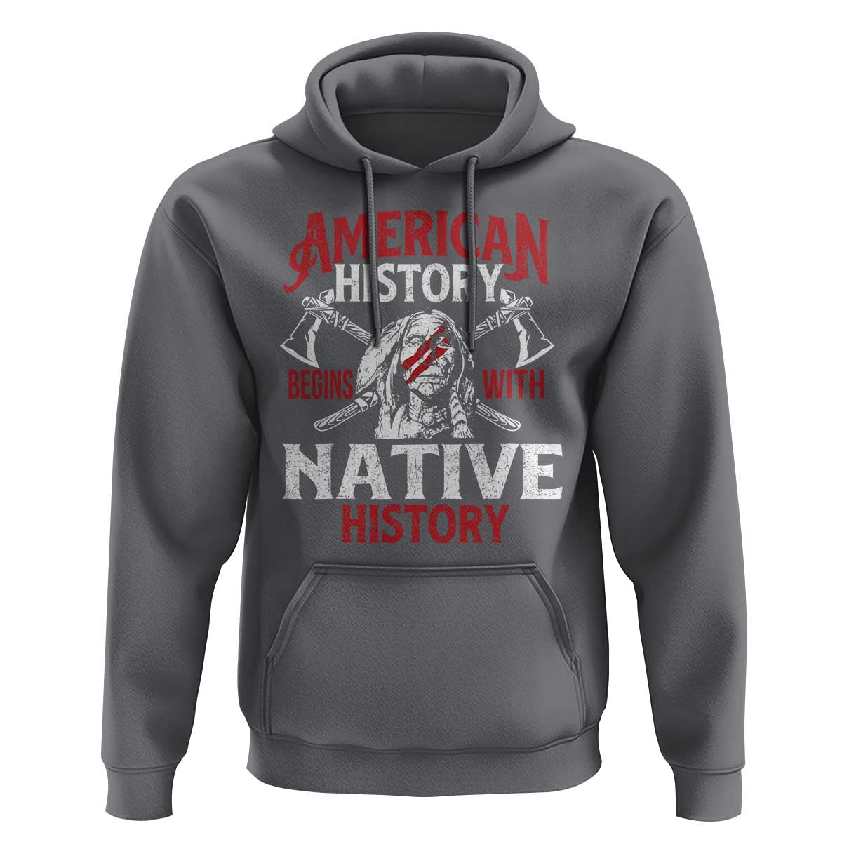 American History Begins With Native History Hoodie Native American Indigenous Indian Warrior - Wonder Print Shop