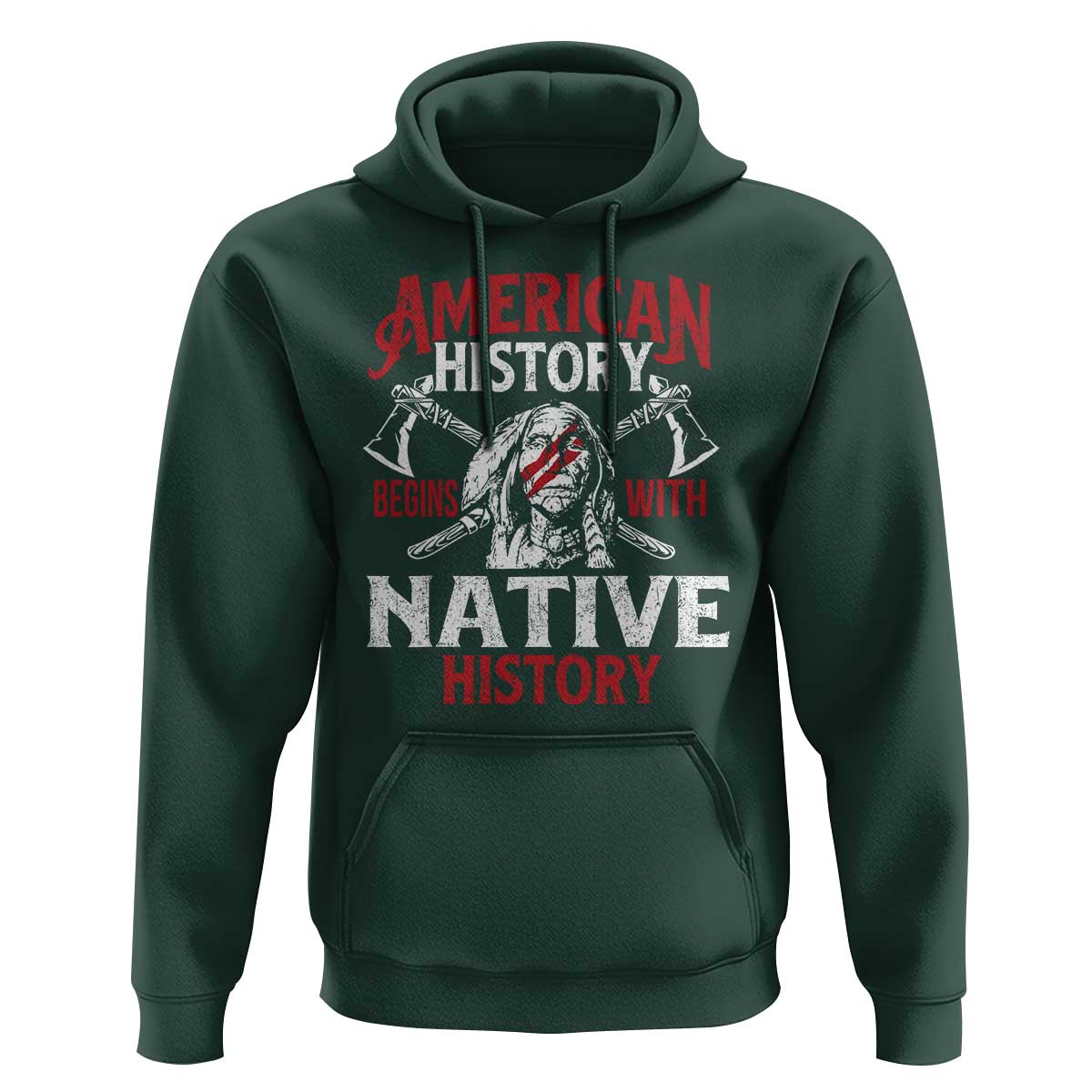 American History Begins With Native History Hoodie Native American Indigenous Indian Warrior - Wonder Print Shop