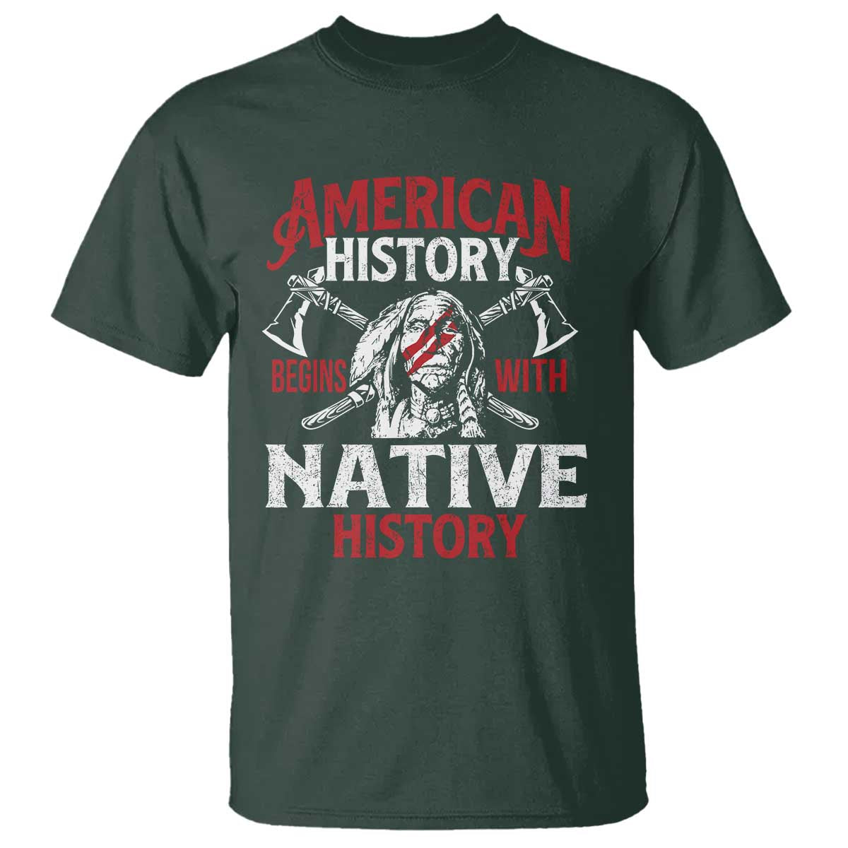 American History Begins With Native History T Shirt Native American Indigenous Indian Warrior - Wonder Print Shop