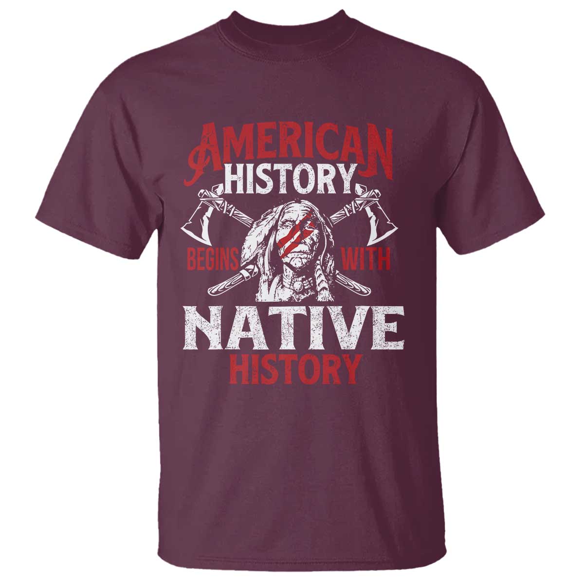 American History Begins With Native History T Shirt Native American Indigenous Indian Warrior - Wonder Print Shop