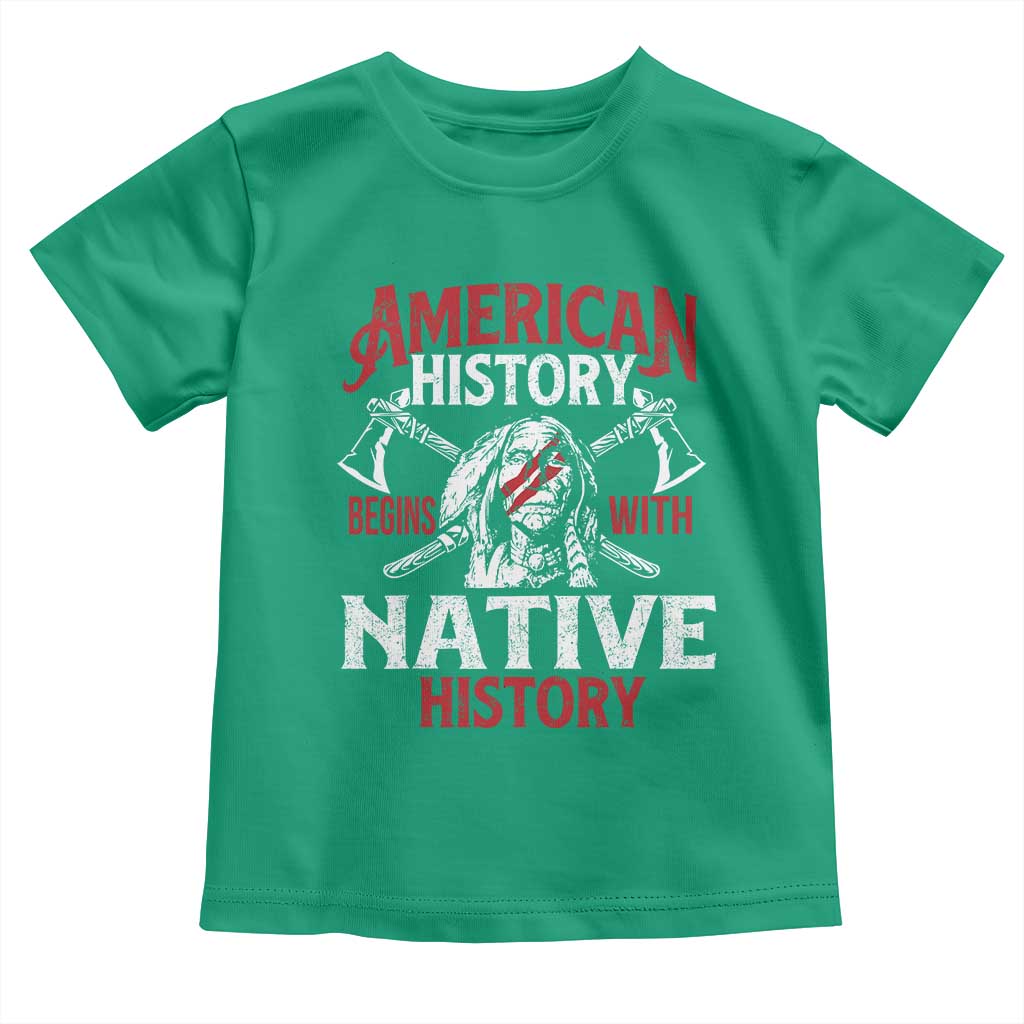 American History Begins With Native History Toddler T Shirt Native American Indigenous Indian Warrior - Wonder Print Shop