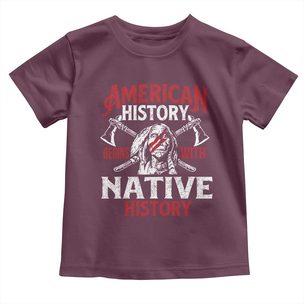 American History Begins With Native History Toddler T Shirt Native American Indigenous Indian Warrior - Wonder Print Shop