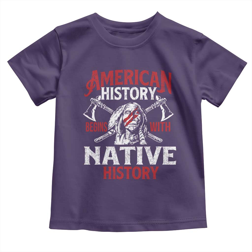 American History Begins With Native History Toddler T Shirt Native American Indigenous Indian Warrior - Wonder Print Shop