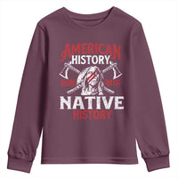 American History Begins With Native History Youth Sweatshirt Native American Indigenous Indian Warrior - Wonder Print Shop
