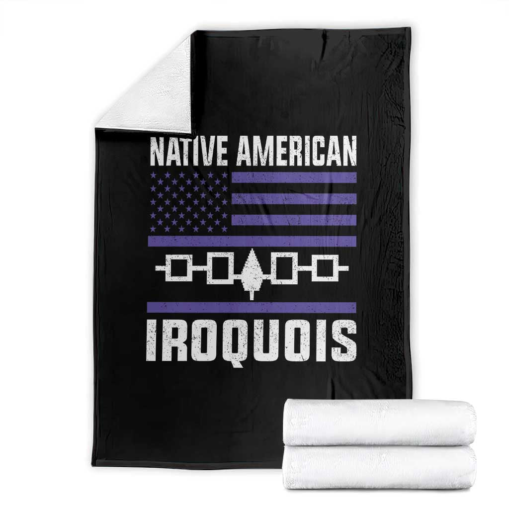 Native American Iroquois Throw Blanket Haudenosaunee Nation Vintage USA Flag - Wonder Print Shop