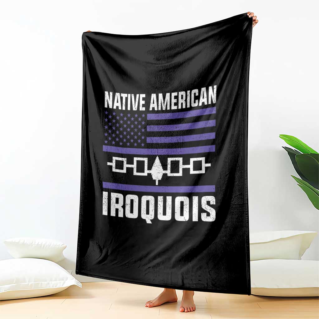 Native American Iroquois Throw Blanket Haudenosaunee Nation Vintage USA Flag - Wonder Print Shop