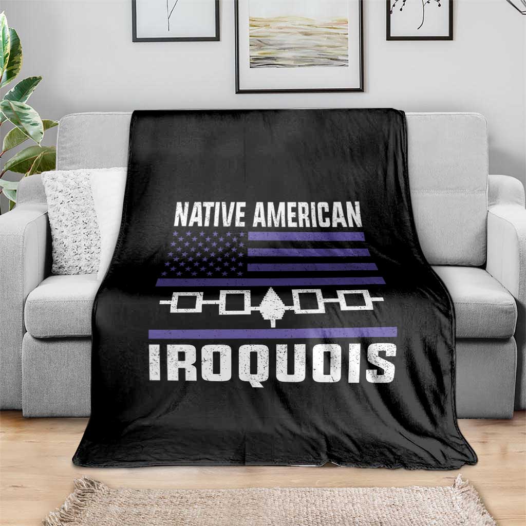 Native American Iroquois Throw Blanket Haudenosaunee Nation Vintage USA Flag - Wonder Print Shop