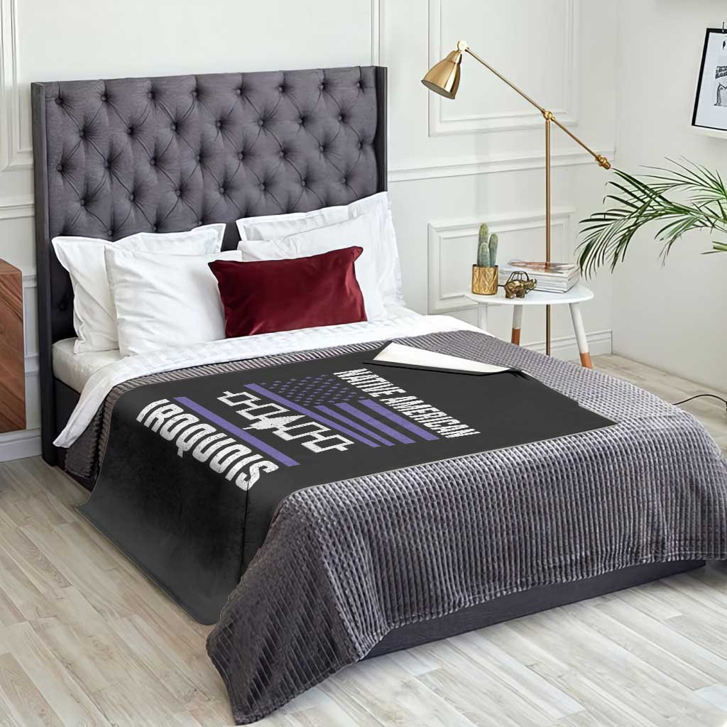 Native American Iroquois Throw Blanket Haudenosaunee Nation Vintage USA Flag - Wonder Print Shop