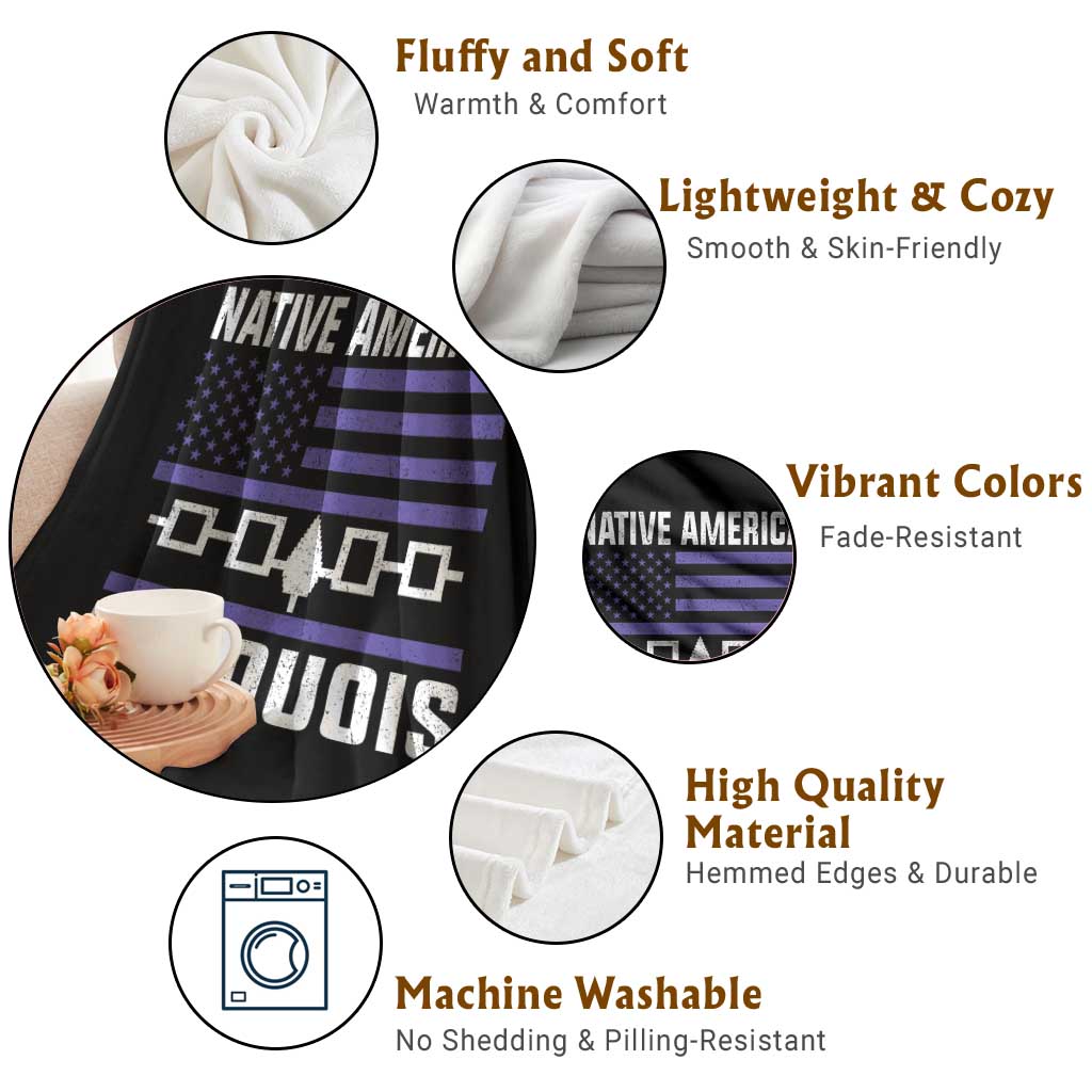 Native American Iroquois Throw Blanket Haudenosaunee Nation Vintage USA Flag - Wonder Print Shop