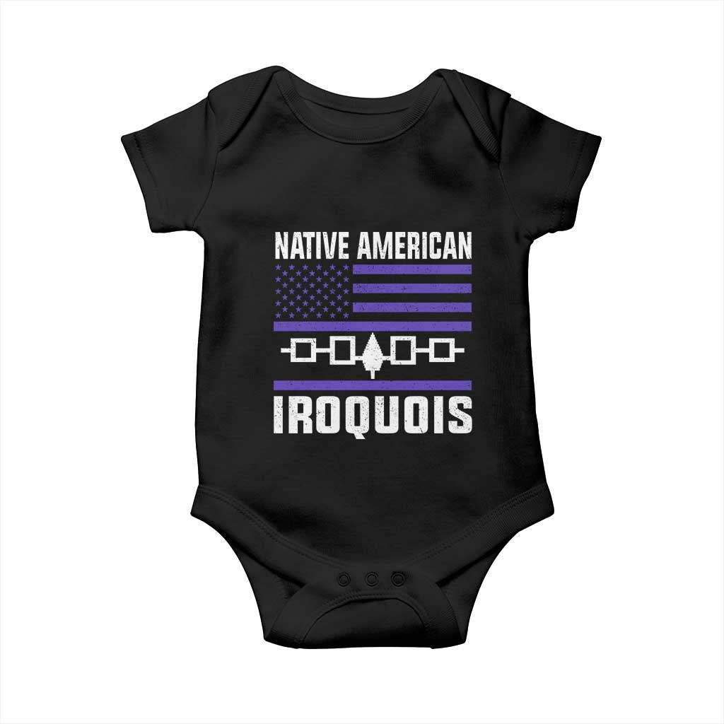 Native American Iroquois Baby Onesie Haudenosaunee Nation Vintage USA Flag - Wonder Print Shop