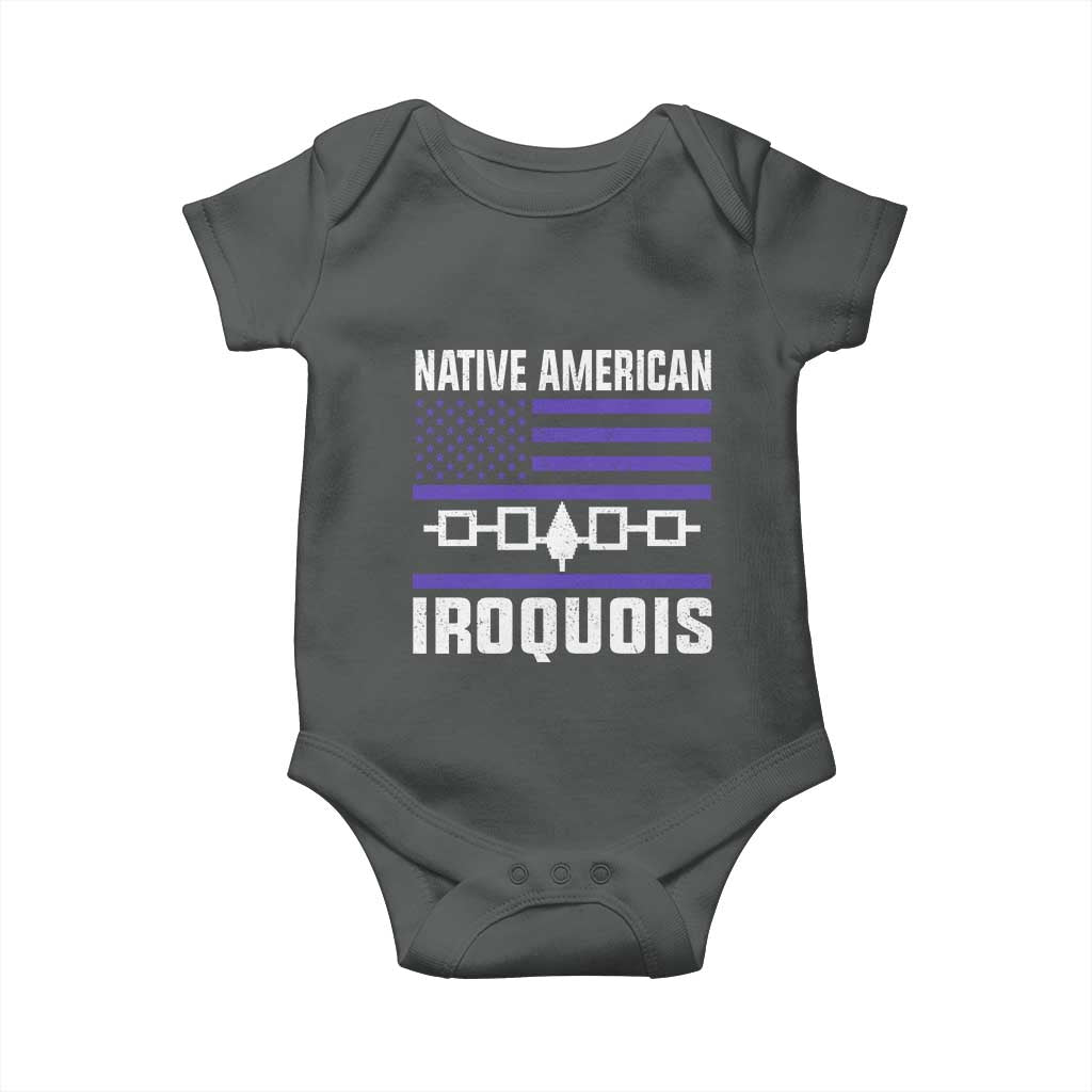 Native American Iroquois Baby Onesie Haudenosaunee Nation Vintage USA Flag - Wonder Print Shop