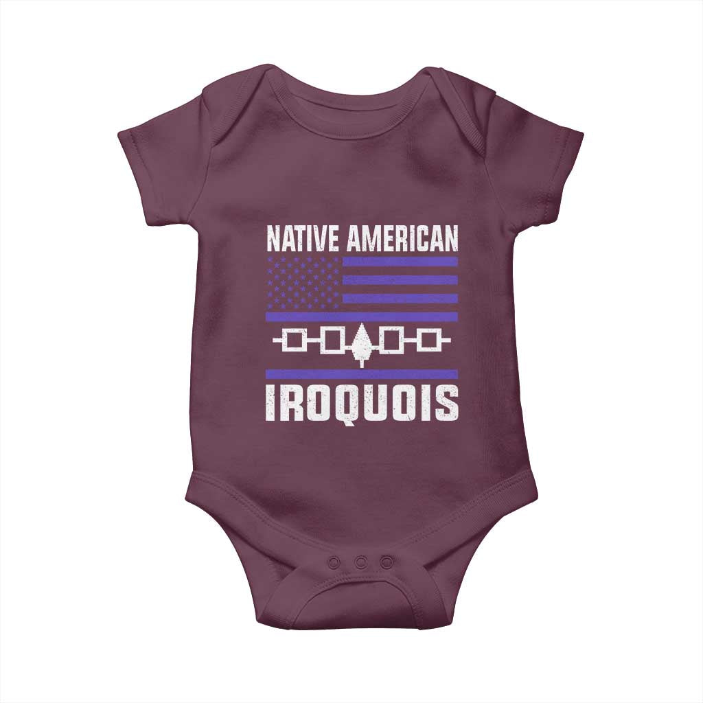 Native American Iroquois Baby Onesie Haudenosaunee Nation Vintage USA Flag - Wonder Print Shop