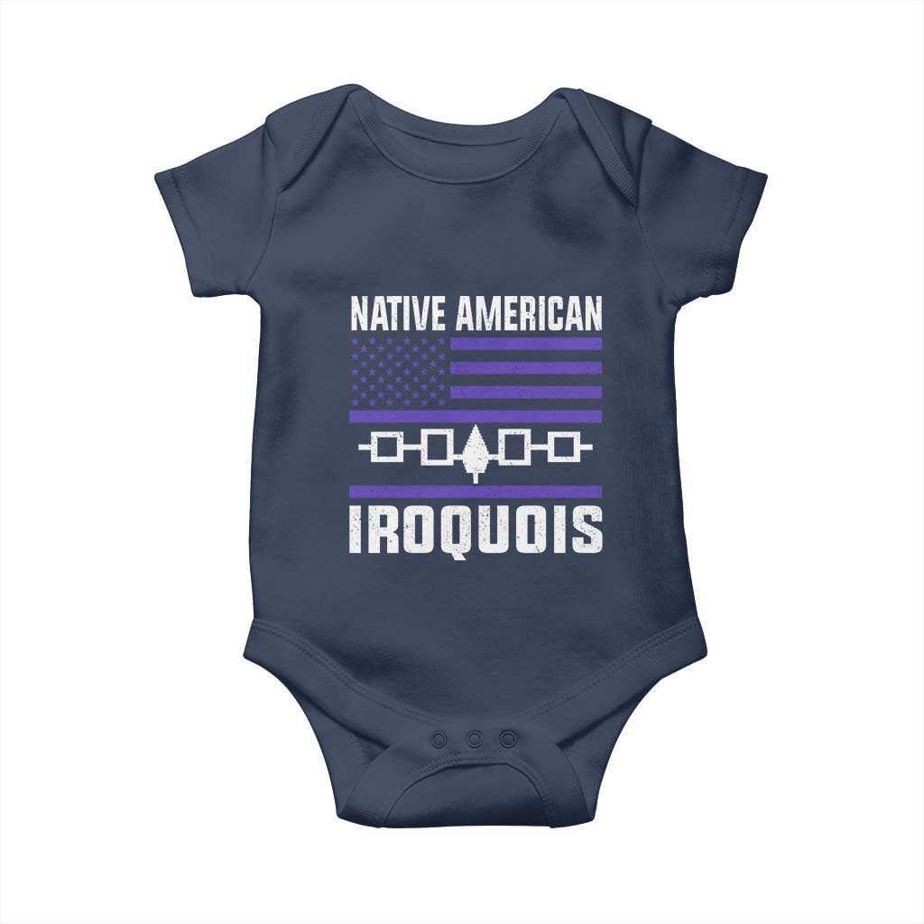 Native American Iroquois Baby Onesie Haudenosaunee Nation Vintage USA Flag - Wonder Print Shop
