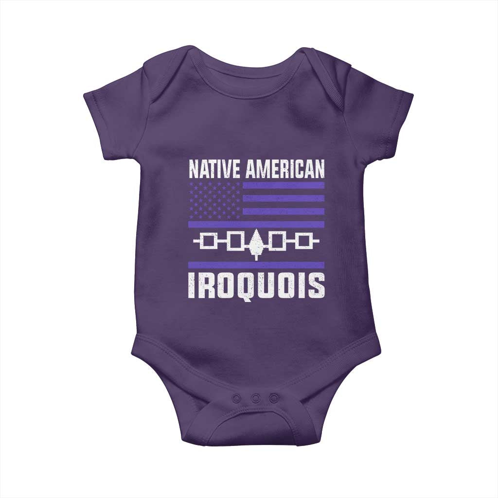 Native American Iroquois Baby Onesie Haudenosaunee Nation Vintage USA Flag - Wonder Print Shop