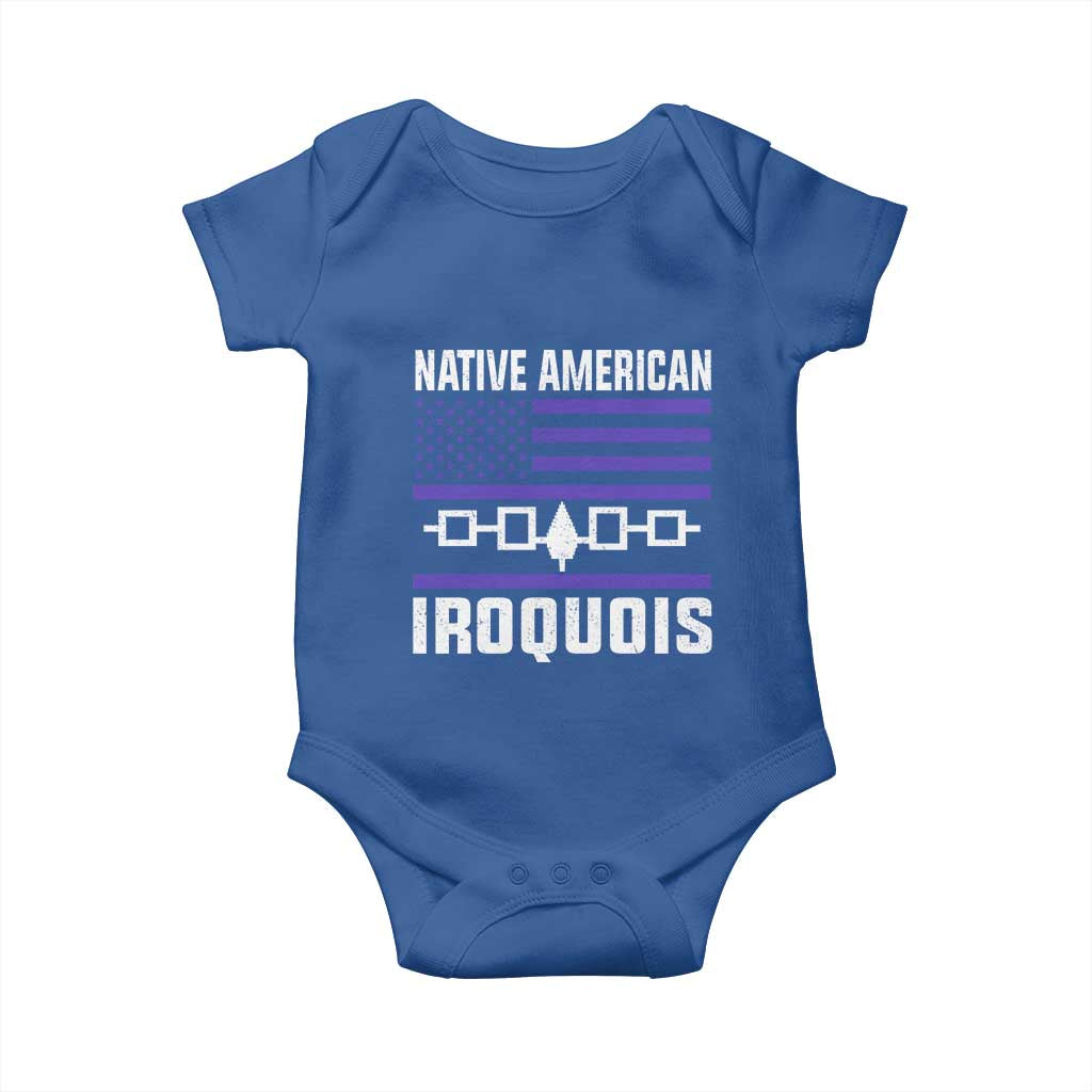 Native American Iroquois Baby Onesie Haudenosaunee Nation Vintage USA Flag - Wonder Print Shop