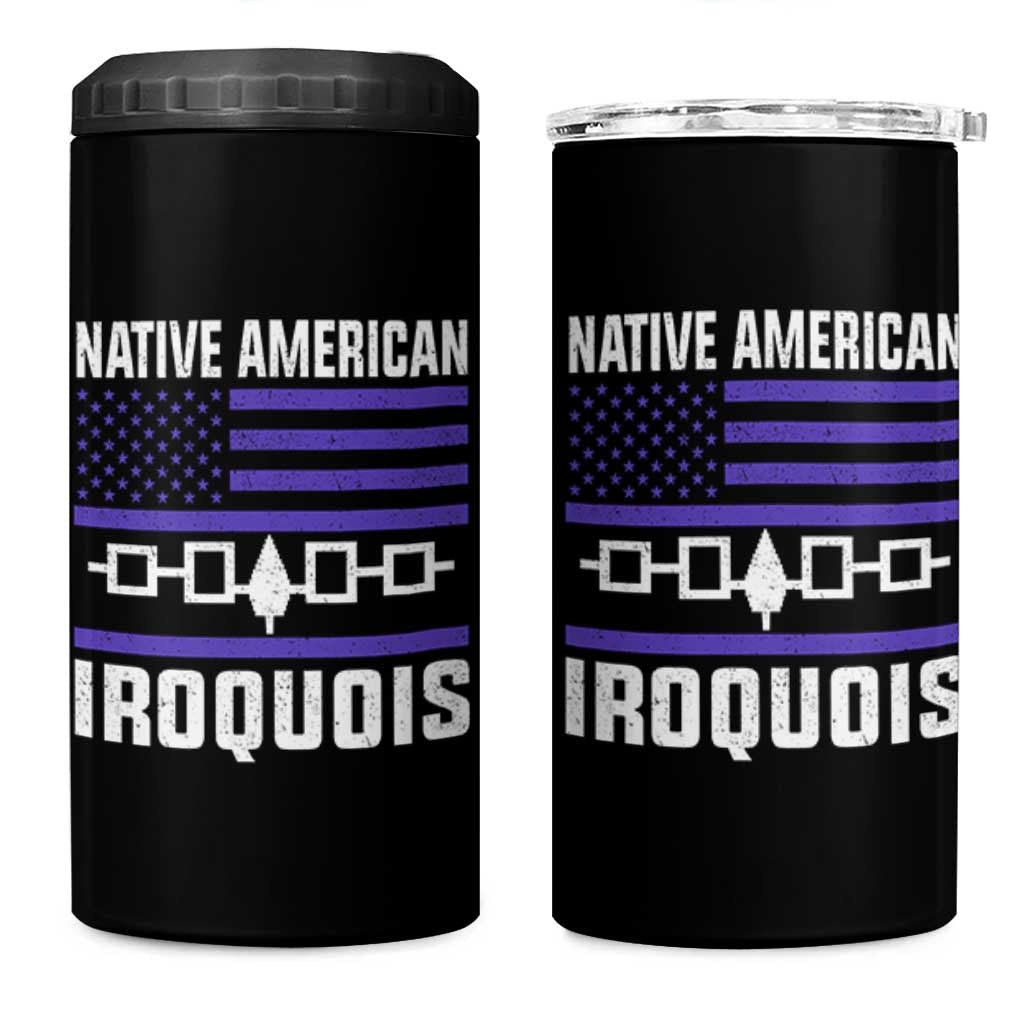 Native American Iroquois 4 in 1 Can Cooler Tumbler Haudenosaunee Nation Vintage USA Flag - Wonder Print Shop