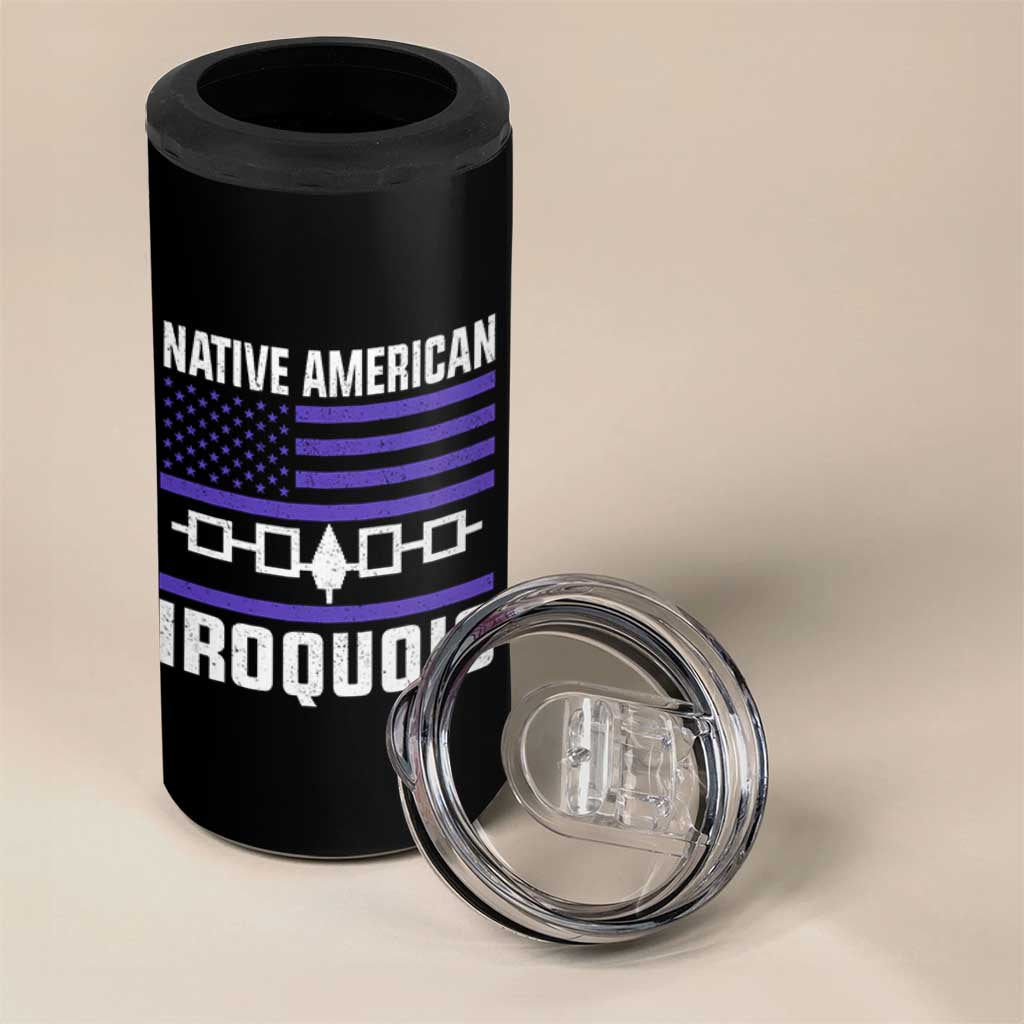 Native American Iroquois 4 in 1 Can Cooler Tumbler Haudenosaunee Nation Vintage USA Flag - Wonder Print Shop