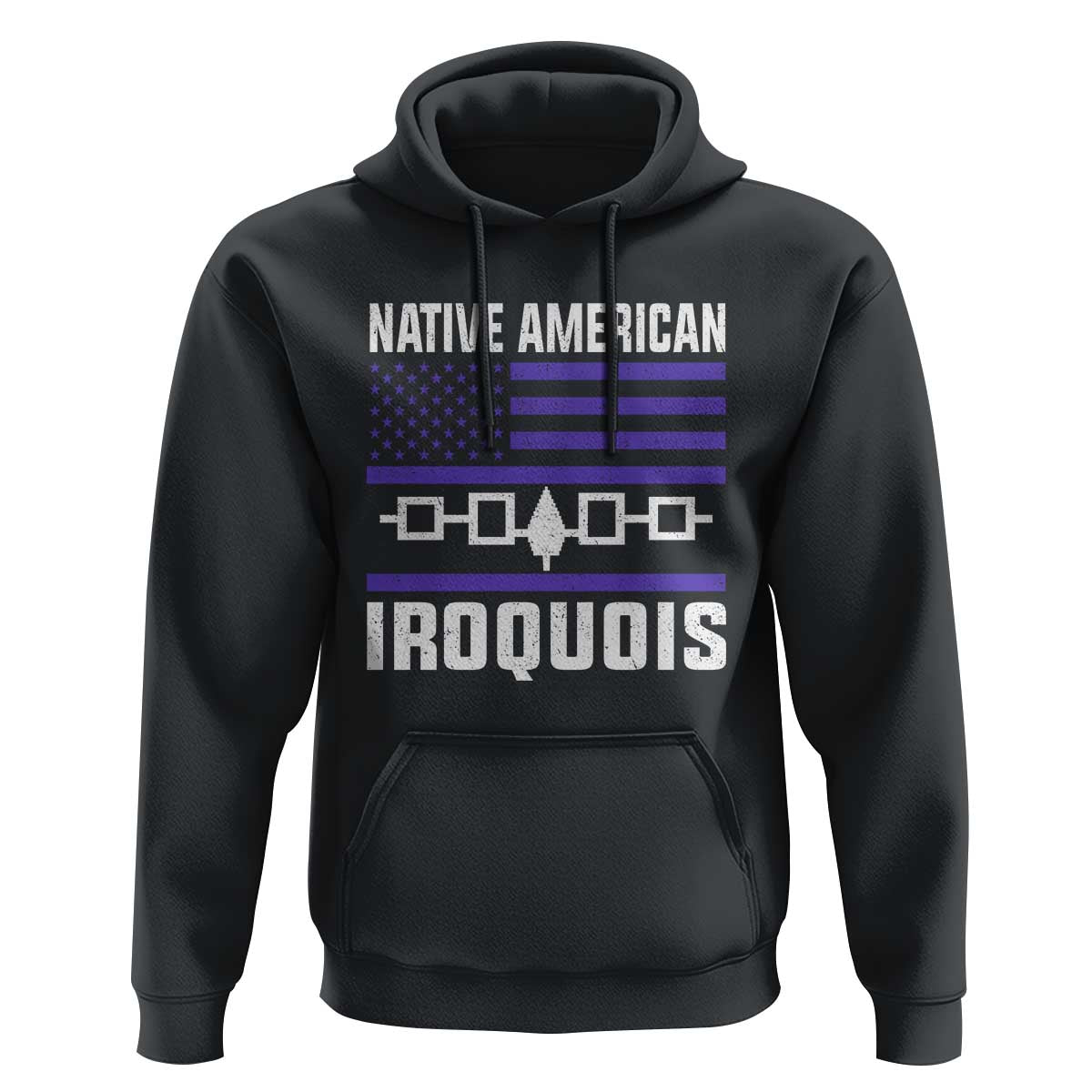 Native American Iroquois Hoodie Haudenosaunee Nation Vintage USA Flag - Wonder Print Shop