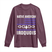 Native American Iroquois Long Sleeve Shirt Haudenosaunee Nation Vintage USA Flag - Wonder Print Shop
