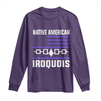 Native American Iroquois Long Sleeve Shirt Haudenosaunee Nation Vintage USA Flag - Wonder Print Shop