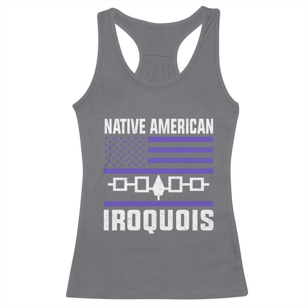 Native American Iroquois Racerback Tank Top Haudenosaunee Nation Vintage USA Flag - Wonder Print Shop