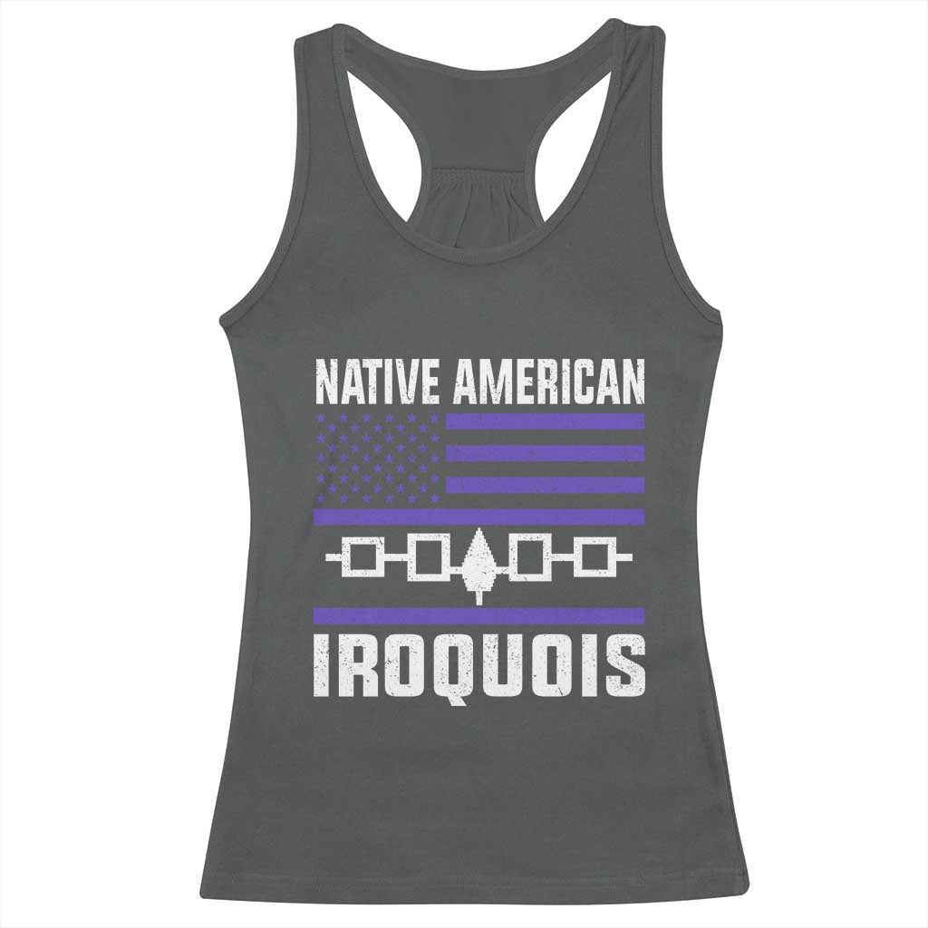 Native American Iroquois Racerback Tank Top Haudenosaunee Nation Vintage USA Flag - Wonder Print Shop