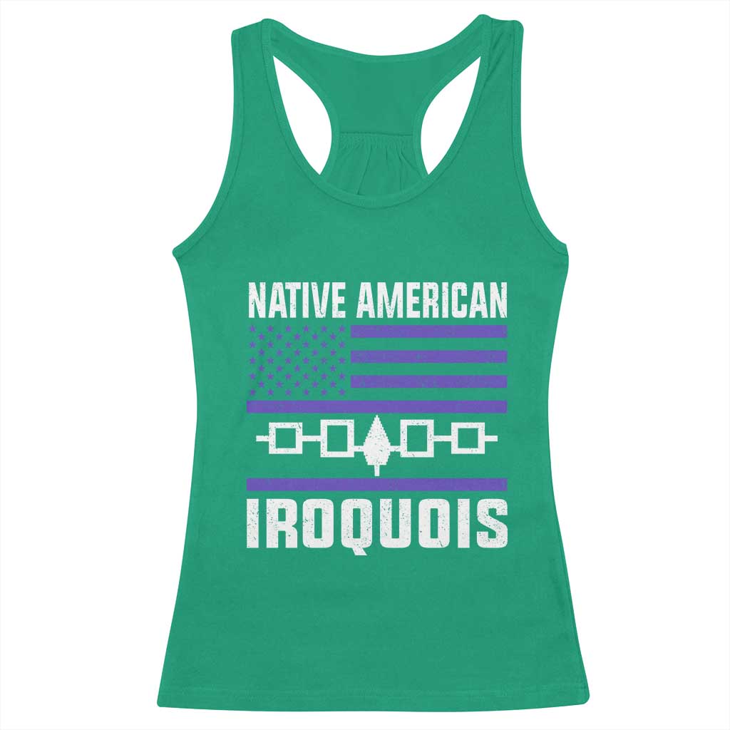 Native American Iroquois Racerback Tank Top Haudenosaunee Nation Vintage USA Flag - Wonder Print Shop