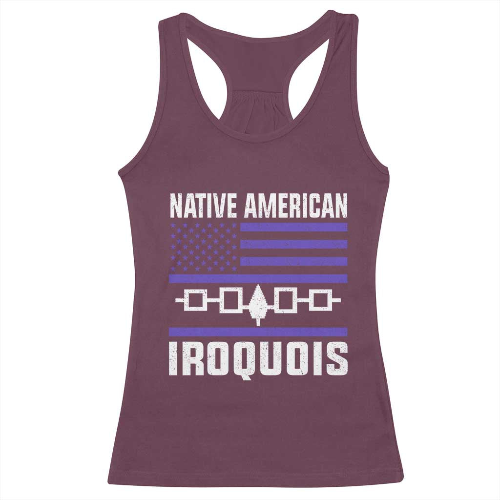 Native American Iroquois Racerback Tank Top Haudenosaunee Nation Vintage USA Flag - Wonder Print Shop